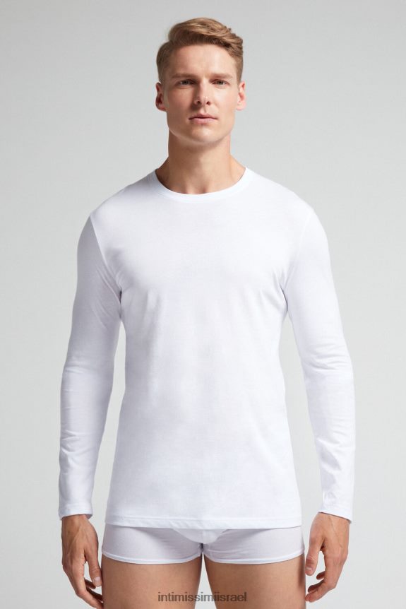 לבוש il Intimissimi גברים חולצת כותנה סופימה עם שרוול ארוך 001-לבן 44DDXH294