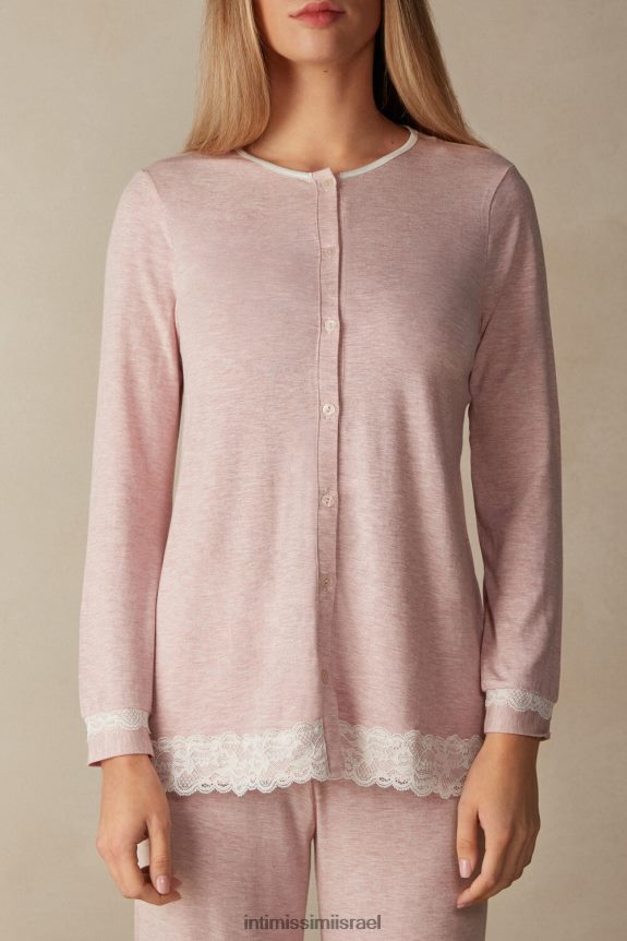 לבוש il Intimissimi נשים חלק עליון עם כפתורים מודאלי ותחרה מלאנג' 008j-ורוד בהיר 44DDXH1579