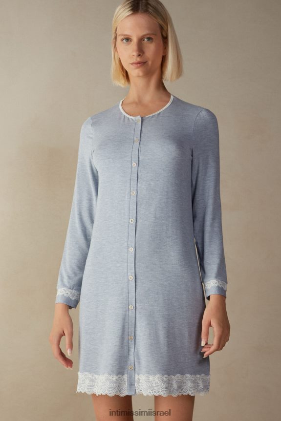 לבוש il Intimissimi נשים כתונת לילה עם כפתורים עם פירוט תחרה מלאנג' 009j-תכלת 44DDXH1603