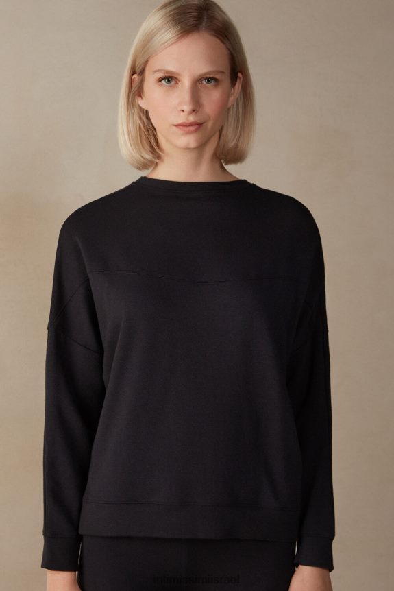 לבוש il Intimissimi נשים מגשר צמר מודאלי וקשמיר עם צווארון עגול 019-שחור 44DDXH1342