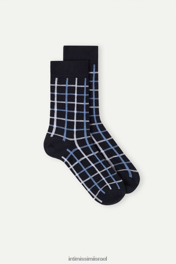 גרביים il Intimissimi גברים גרבי כותנה קצרות מעוצבות סימון 187j-כחול כהה 44DDXH334