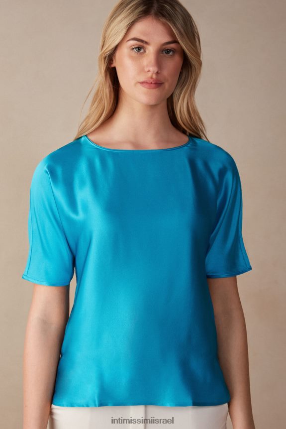 לבוש il Intimissimi נשים משי עם שרוולים קצרים וטופ מודאלי 210j-טורקיז דיגיטלי 44DDXH1318