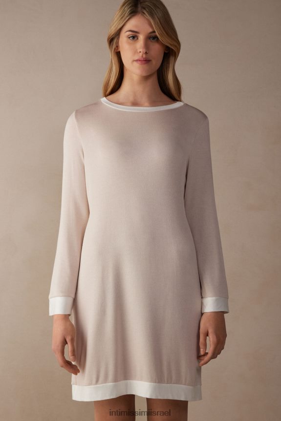 לבוש il Intimissimi נשים כתונת לילה אלגנטית פשוטה 227j-משי ורוד/לבן אבקה 44DDXH1573