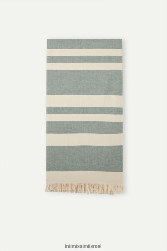 אבזר il Intimissimi גברים מגבת חוף ג'קארד 284j-ירוק כהה/בז' כבל 44DDXH413