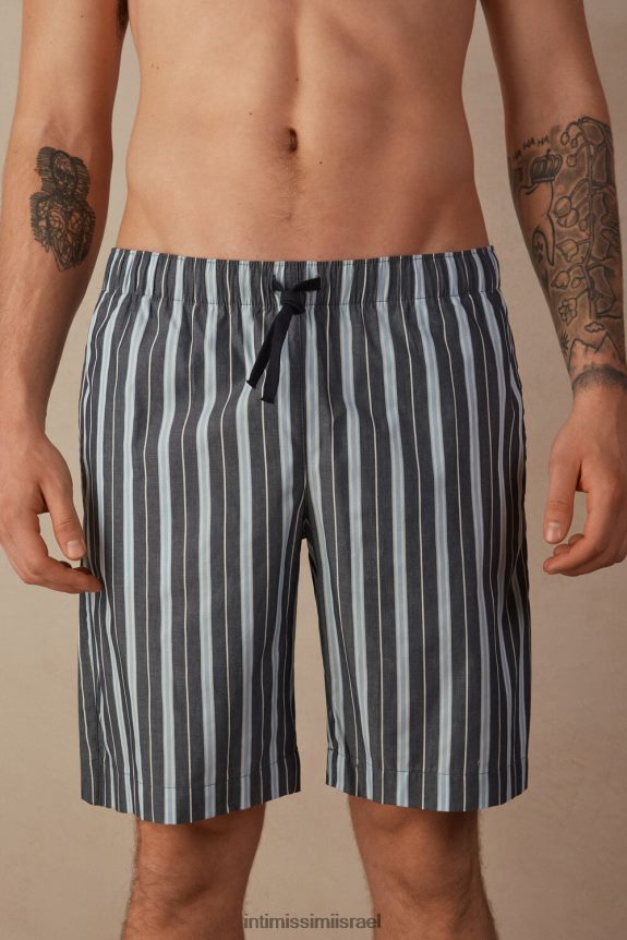 לבוש il Intimissimi גברים מכנסי כותנה קצרים עם פסים 303j-רב פסים כחול כהה תכלת 44DDXH181