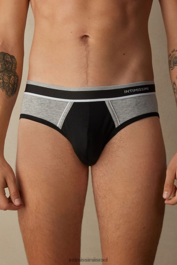 תַחתוֹנִים il Intimissimi גברים תחתוני כותנה סופימה מתיחה דו-גווני תערובת 539i-שחור/אפור בהיר 44DDXH106