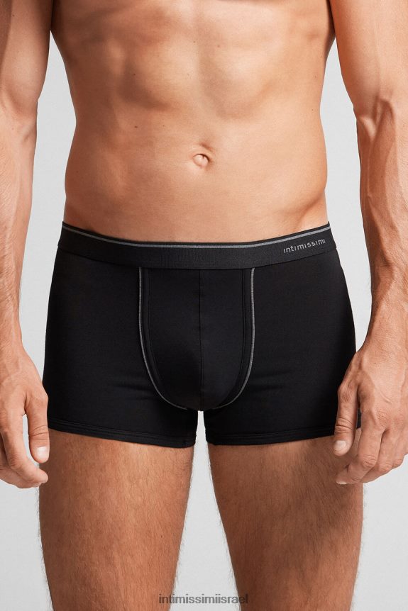 תַחתוֹנִים il Intimissimi גברים בוקסר סופימה מכותנה עם חגורת מותן חשופה מלאנג' 7007-שחור/אפור פחם 44DDXH125