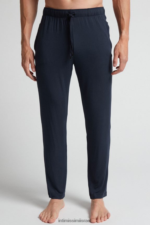 לבוש il Intimissimi גברים מכנסי משי ארוכים ומכנסיים מודאליים כחול 800-חצות 44DDXH261