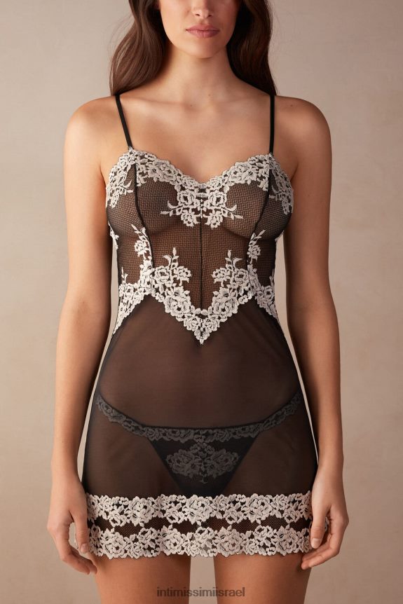 לבוש il Intimissimi נשים בייבי דול פרחים יפים 9887-שחור/שנהב 44DDXH1248