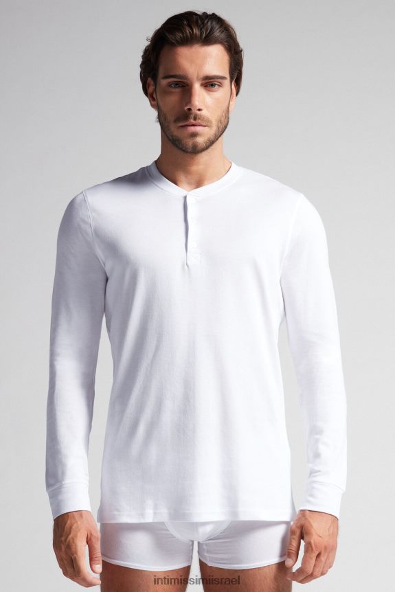 לבוש il Intimissimi גברים חלק עליון עם שרוולים ארוכים ב-Supima Interlock 001-לבן 44DDXH238