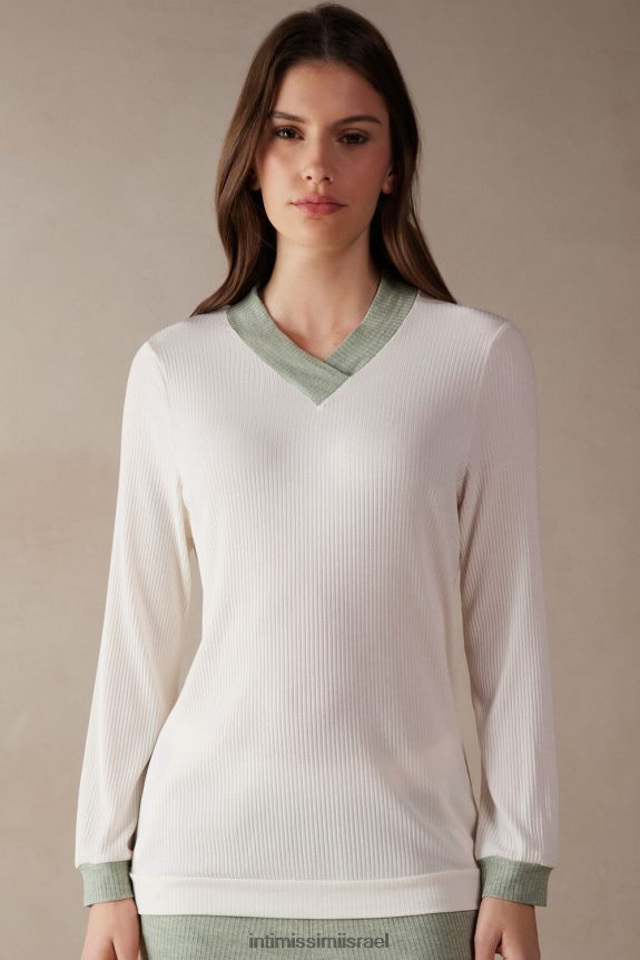 לבוש il Intimissimi נשים אבודה בשדות טופ מודאלי עם צווארון V 612i-וניל שנהב 44DDXH1565