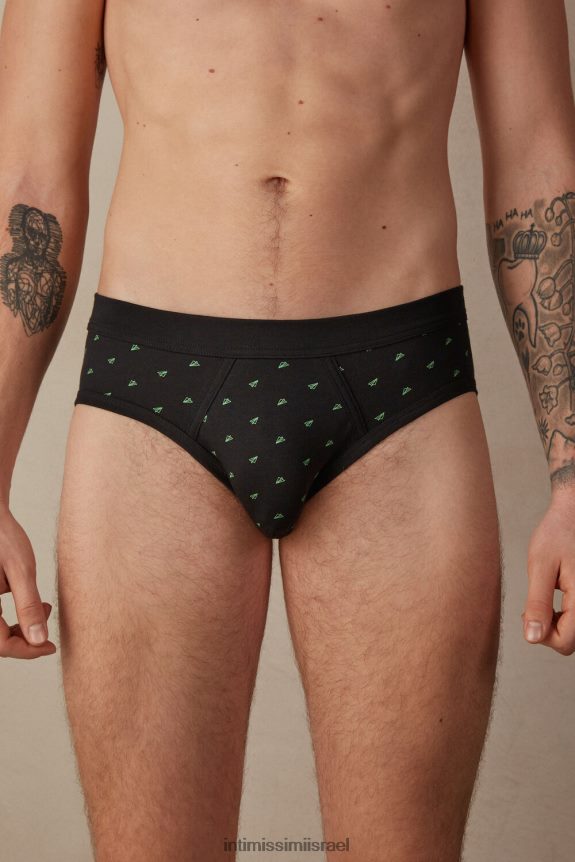 תַחתוֹנִים il Intimissimi גברים תחתוני מטוס מנייר מסוג supima כותנה למתוח 194j-נייר בהדפס מישור שחור 44DDXH35